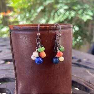 Seed Stone Drop Dangle Pendant Earrings